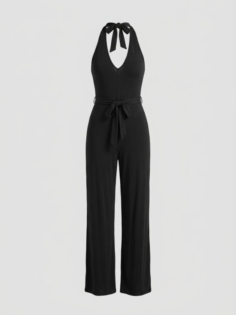 Black Halter Tie-Waist Jumpsuit, Hollister Size M